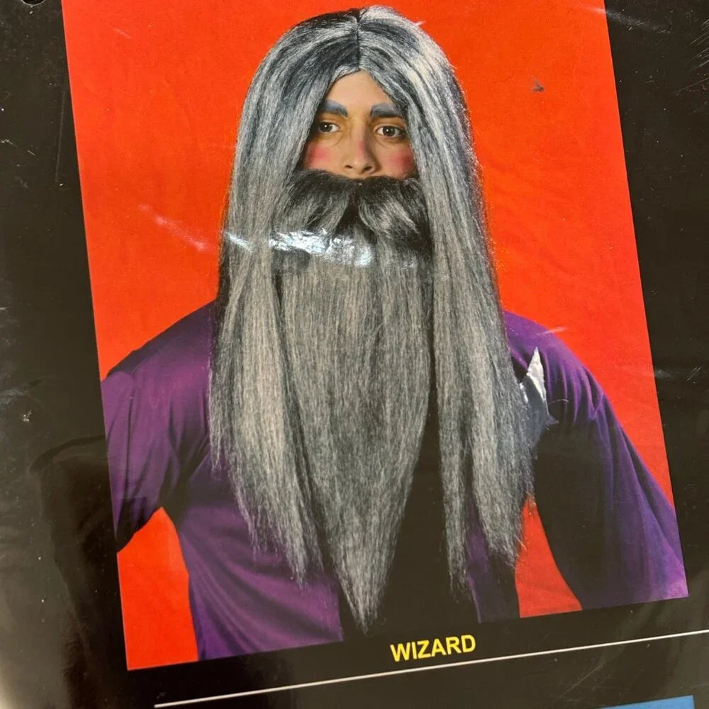 Wizard  Father Time Long Grey Wig and Beard Set NWT NOS